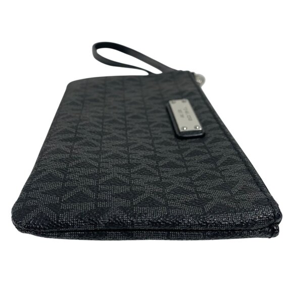 MICHAEL KORS MK Logo Coated Canvas Wristlet Wallet Clutch Black / Gray - Picture 5 of 12
